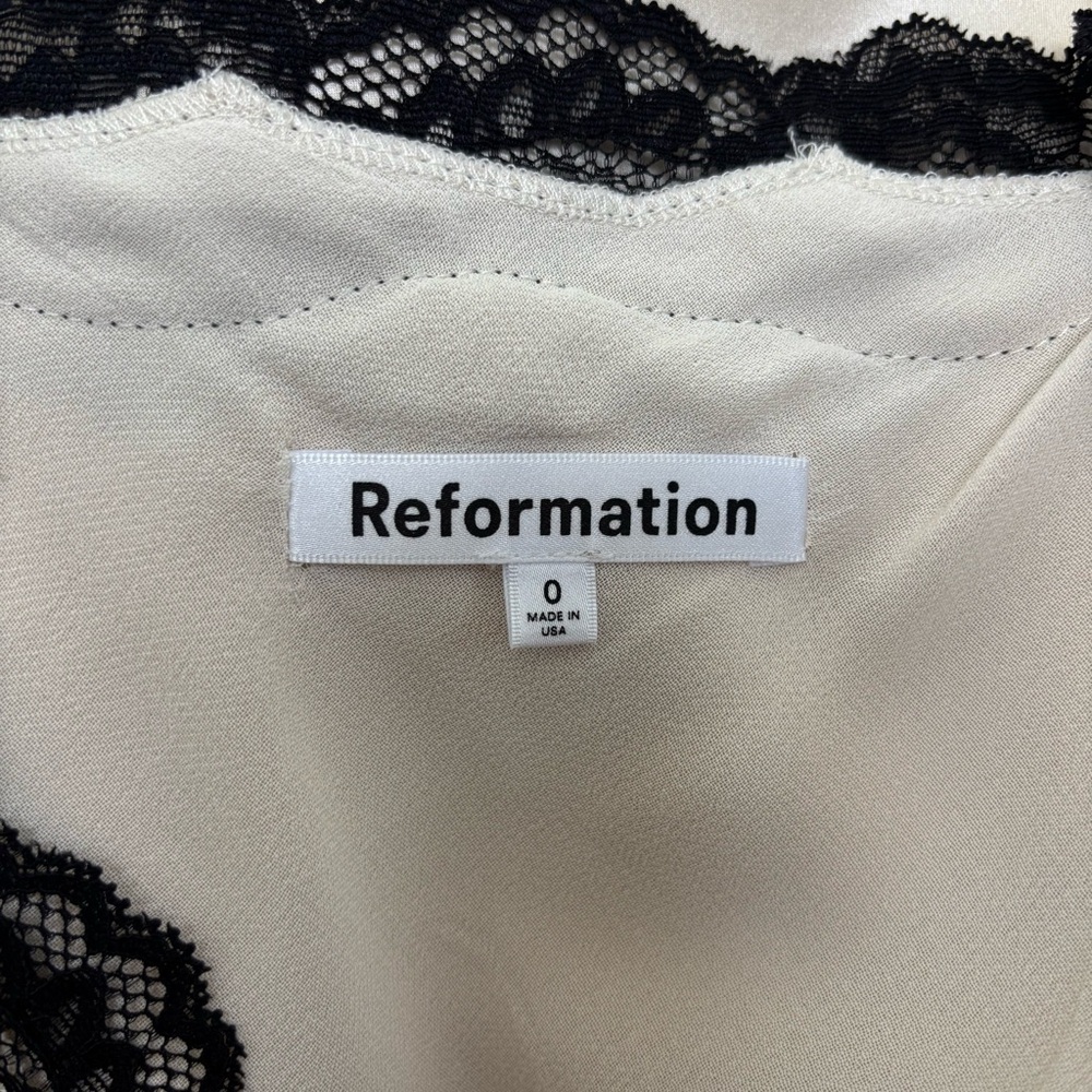 Reformation Alicyn Lace Trim Satin Slip Dress Ivory Cream Silk Size 0 - Picture 8 of 10